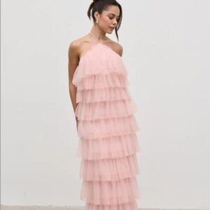 Pretty Lavish (UK) Carri Tulle Maxi Dress - Peony Pink